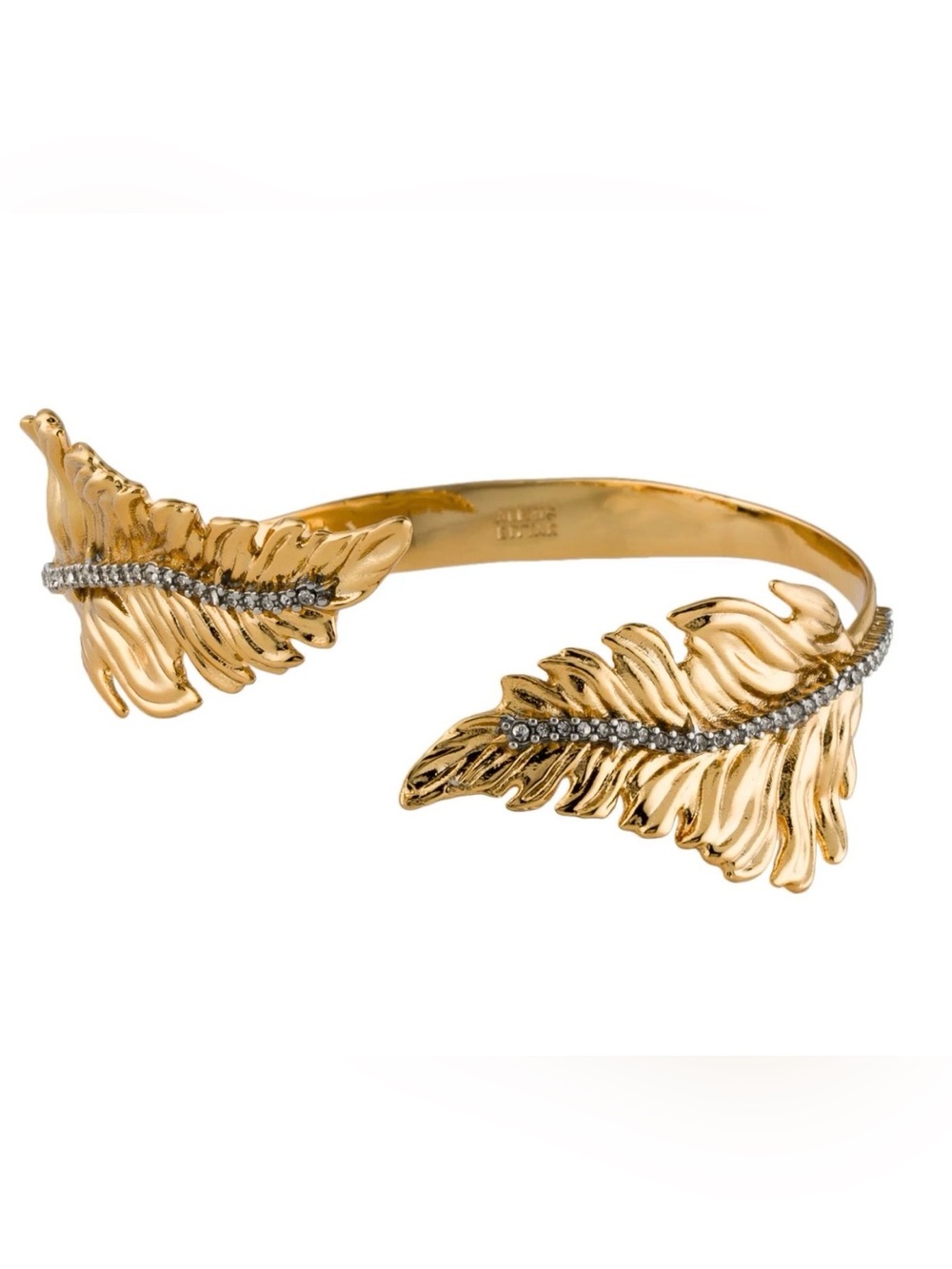 Alexis Bittar Gold Leaf Open Cuff Bracelet with Clear Accents